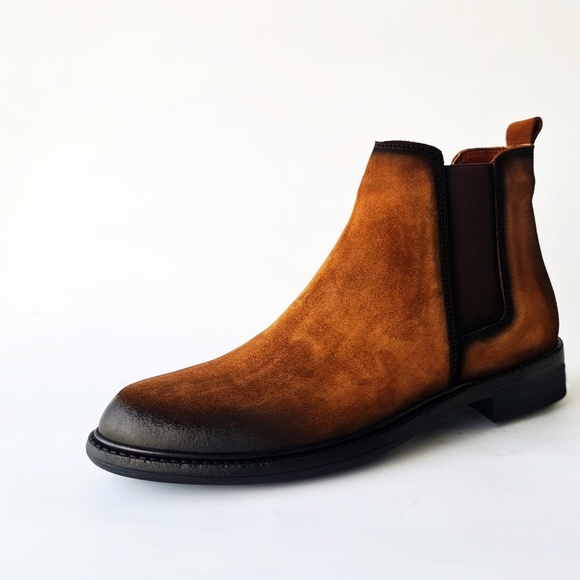 Tobacco Men's Chelsea Genuine Suede Leather Boots - Picture 6 of 6